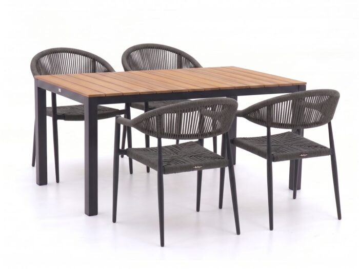 Manifesto Furniture Manifesto Belpasso/Fidenza 160cm dining tuinset 5-delig stapelbaar Laagste prijsgarantie!