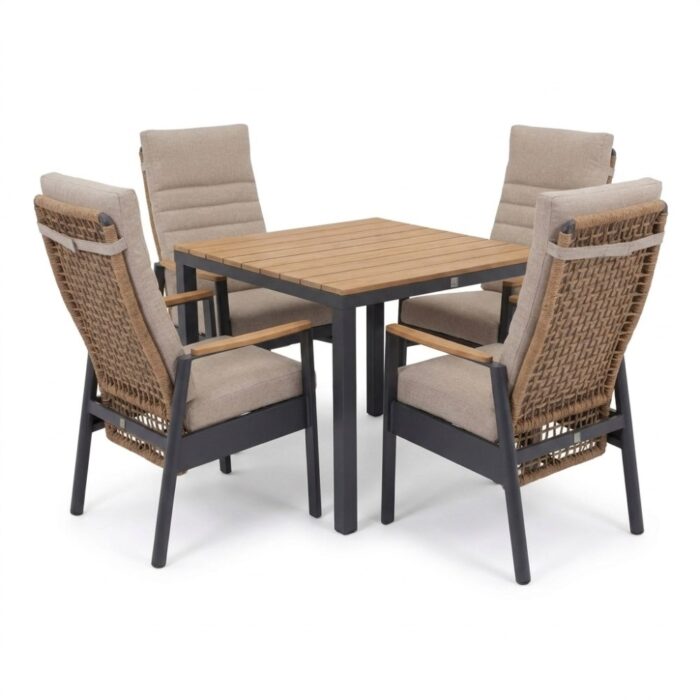 LUX outdoor living Oxford/Boston dining tuinset | 4 personen | aluminium + aluminium | 90cm