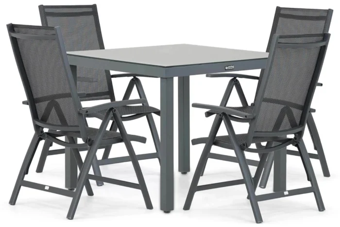 Presto Vasto/Porto 90 cm dining tuinset 5-delig - Grijs-antraciet
