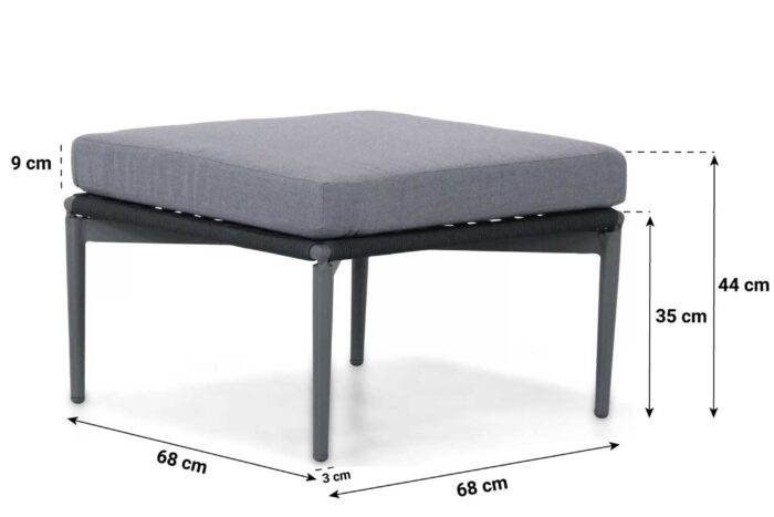 Coco Alanya lounge voetenbank dark grey – Grijs-antraciet