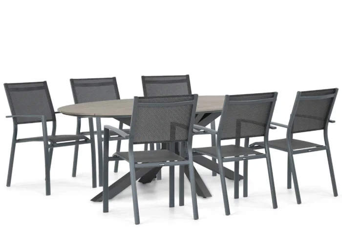 Lifestyle Garden Furniture Sella/Matara 220 cm dining tuinset 7-delig - Grijs-antraciet