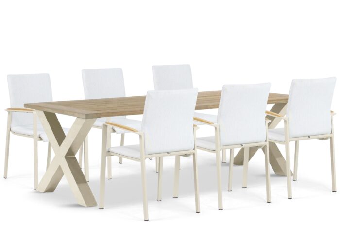 Lifestyle Garden Furniture Brandon/Cardiff 240 cm dining tuinset 7-delig – Taupe-naturel-bruin