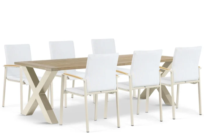 Lifestyle Garden Furniture Brandon/Cardiff 240 cm dining tuinset 7-delig - Taupe-naturel-bruin
