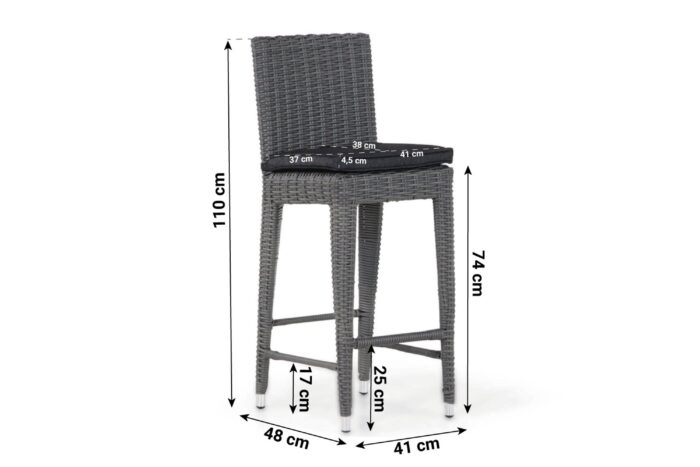 Garden Collections York barchair off black – Zwart