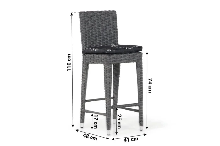 Garden Collections York barchair off black - Zwart