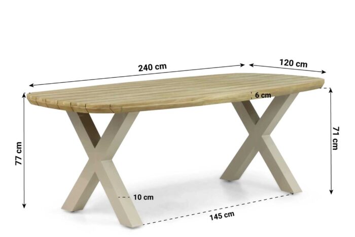 Lifestyle Garden Furniture Falcon/Cardiff dining tuintafel 240 x 120 cm – Taupe-naturel-bruin