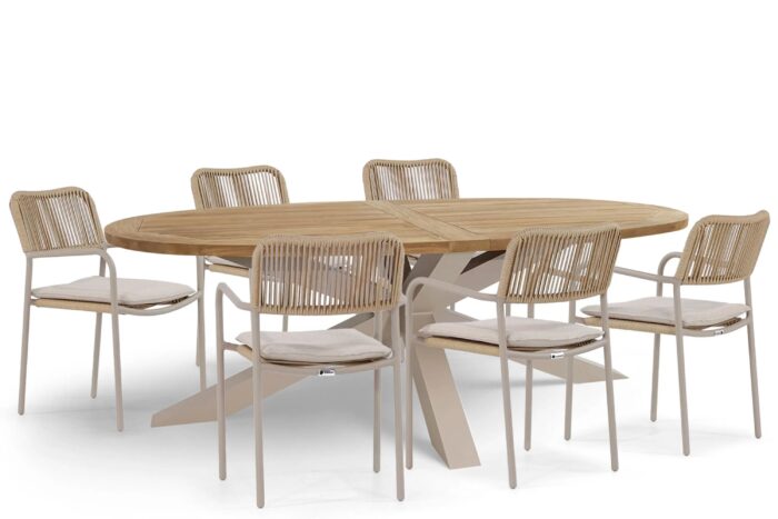 Coco Penya/Brookline 240 cm dining tuinset 7-delig – Taupe-naturel-bruin