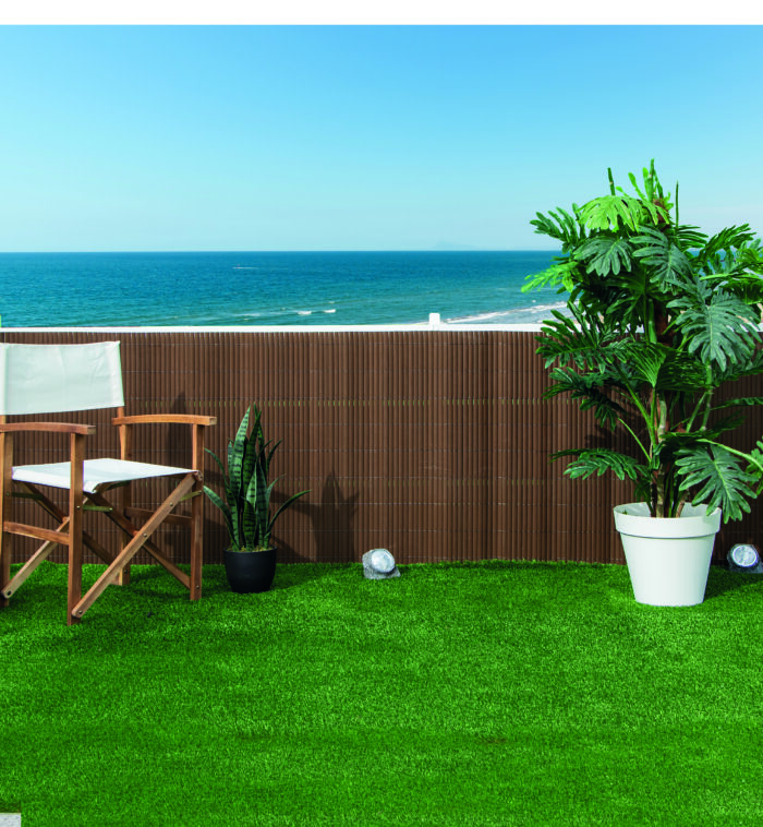 Tuinscherm PVC tuinafscheiding bruin 150x300cm