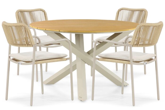 Coco Penya/Ancona 125 cm dining tuinset 5-delig – Taupe-naturel-bruin