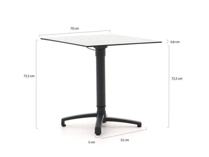 Bellagio tuinmeubelen Canzo klaptafel 70x70x73/109cm verstelbaar - Grijs