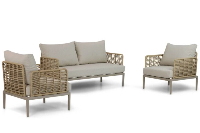 Coco Ibiza stoel-bank loungeset 3-delig – Taupe-naturel-bruin