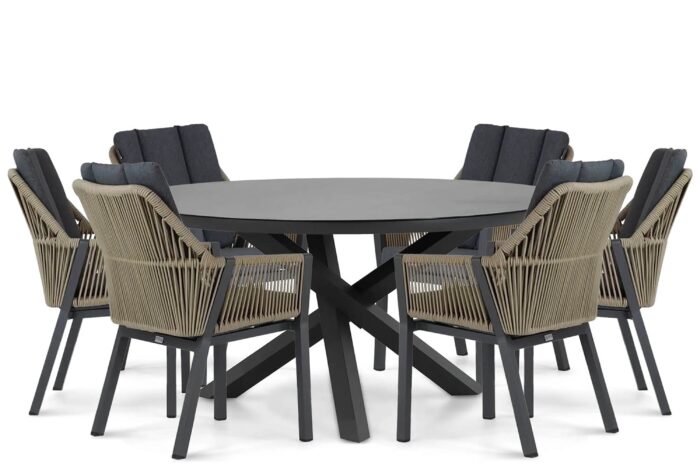 Lifestyle Garden Furniture Verona/Livorno 150 cm dining tuinset 7-delig – Taupe-naturel-bruin