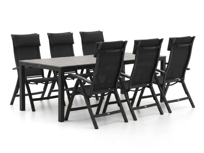 Bellagio tuinmeubelen Lugo/Fidenza 220cm dining tuinset 7-delig verstelbaar - Grijs