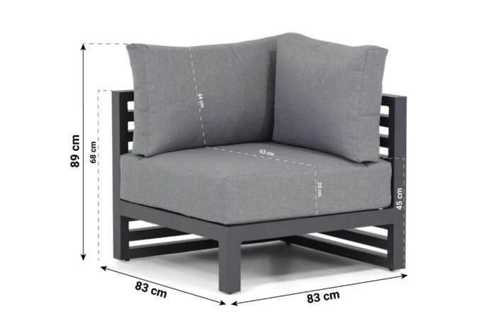 Santika Furniture Jaya hoek module (met 2 rugkussens) – Grijs-antraciet
