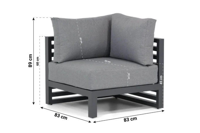 Santika Furniture Jaya hoek module (met 2 rugkussens) - Grijs-antraciet