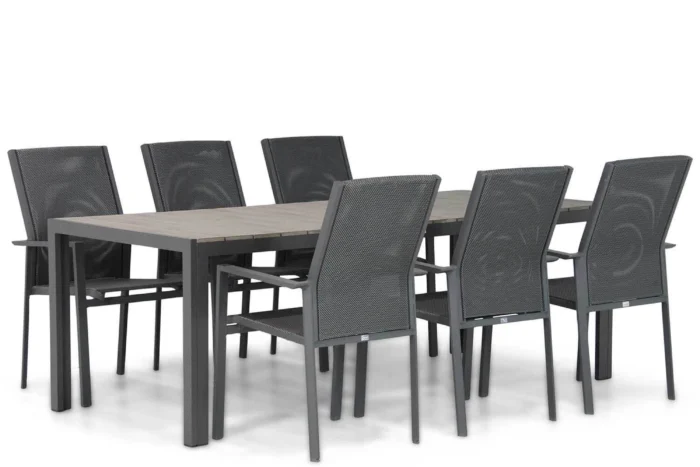 Presto Ricadi/Young 217 cm dining tuinset 7-delig - Grijs-antraciet