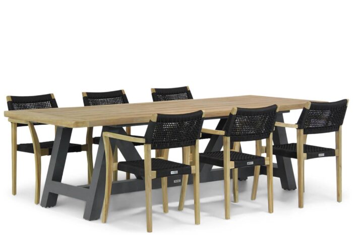 Lifestyle Garden Furniture Dallas/Trente 260 cm dining tuinset 7-delig – Zwart
