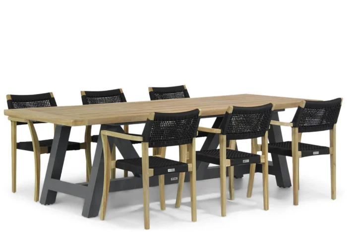 Lifestyle Garden Furniture Dallas/Trente 260 cm dining tuinset 7-delig - Zwart