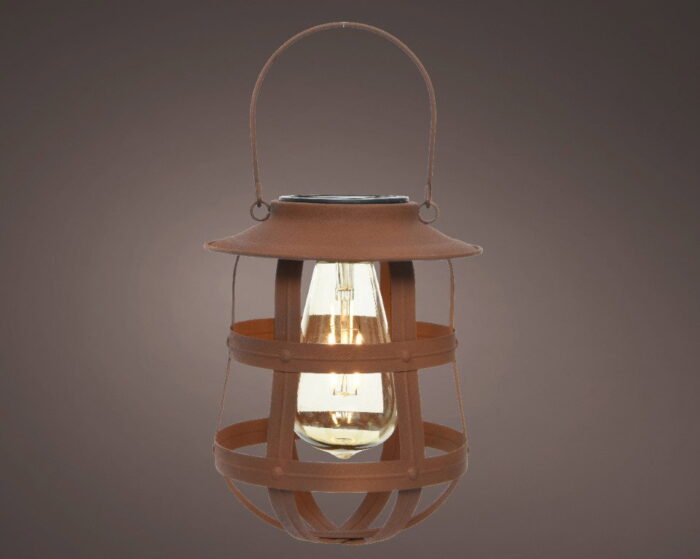 Decoris Solar hanging light dia15-H19cm rustic brown – bruin