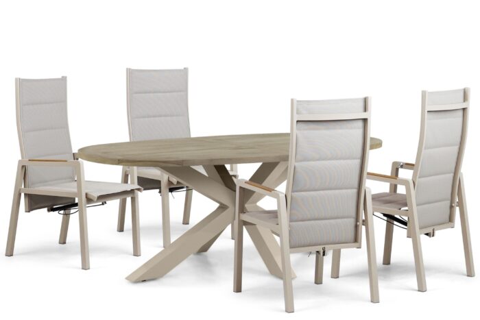 Lifestyle Garden Furniture Essence/Brookline 200x110 cm dining tuinset 5-delig - Taupe-naturel-bruin