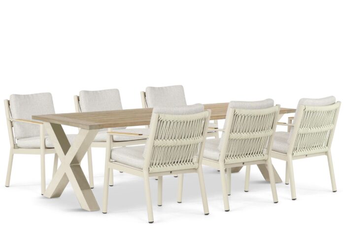 Coco Sevilla/Cardiff 240 cm dining tuinset 7-delig – Taupe-naturel-bruin