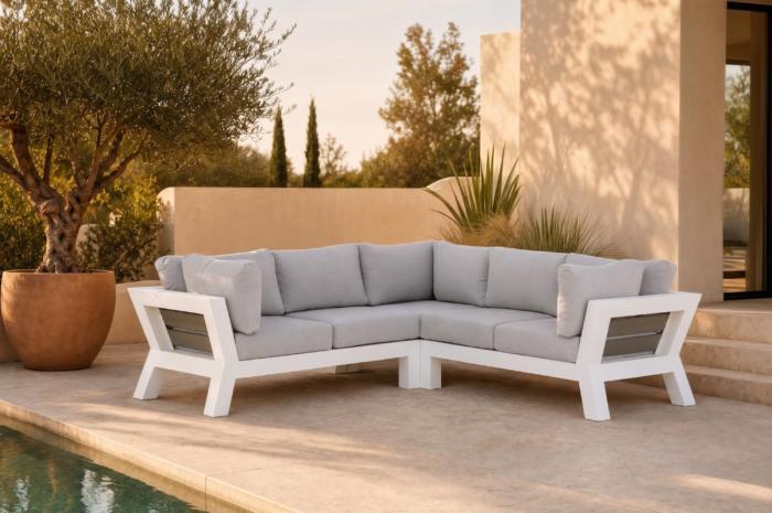 Santika Furniture Yovita hoek loungeset 3-delig – Wit