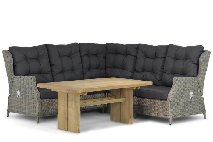 Garden Collections Chicago/Brighton 140 cm dining loungeset 4-delig – Taupe-naturel-bruin