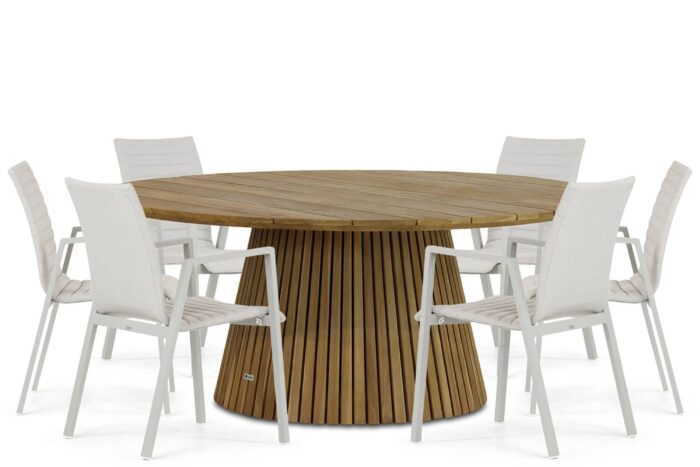 Osmen Joliet/Fungo 180 cm dining tuinset 7-delig – Taupe-naturel-bruin