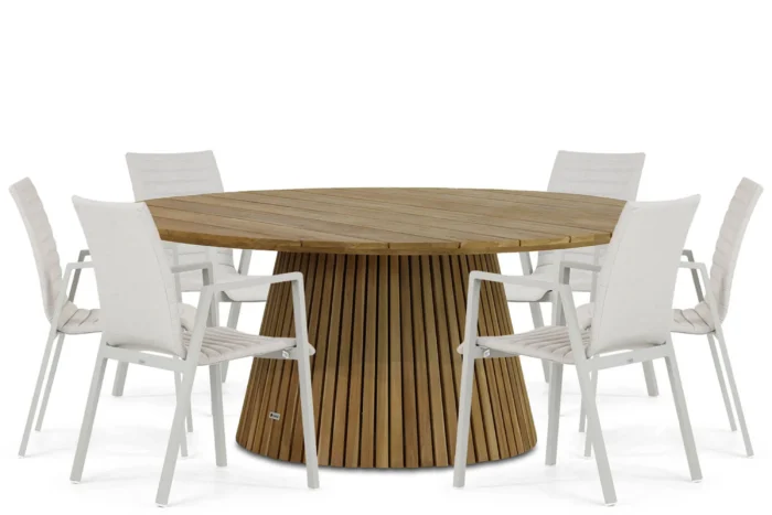 Osmen Joliet/Fungo 180 cm dining tuinset 7-delig - Taupe-naturel-bruin