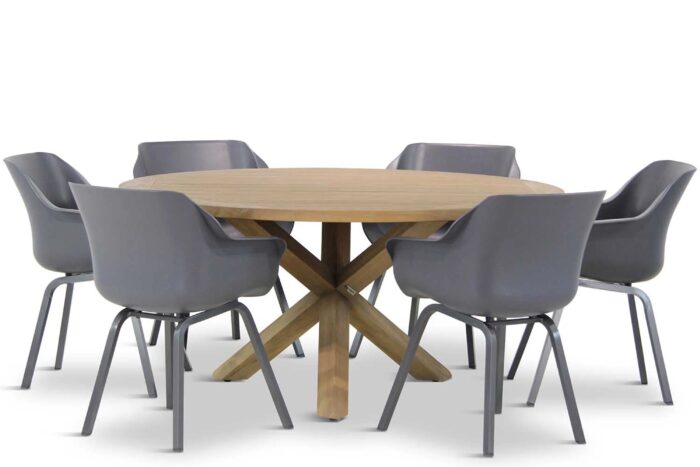Hartman Sophie element/Sand City rond 160 cm dining tuinset 7-delig – Grijs-antraciet