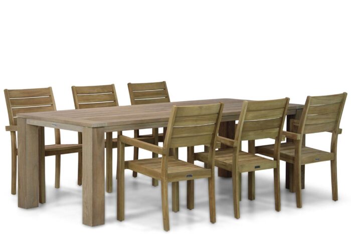 Garden Collections Liverpool/Brighton 240 cm dining tuinset 7-delig – Naturel teak