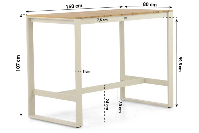 Lifestyle Garden Furniture Faro bartafel 150 x 80 cm – Taupe-naturel-bruin