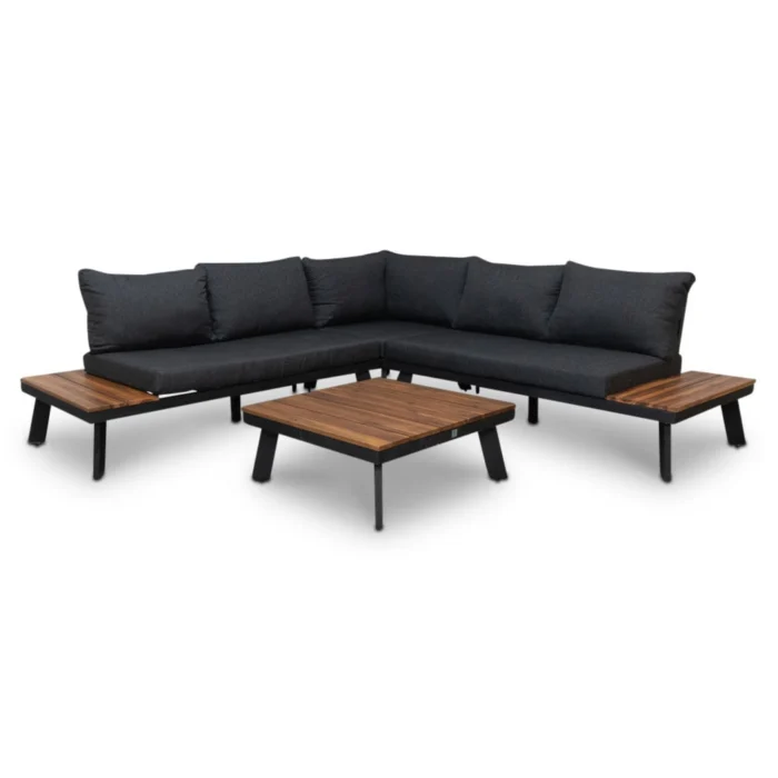 LUX outdoor living New York hoek loungeset 5 personen | aluminium + hardhout | Light Teaklook | 4-delig 248x248cm - Light Teak