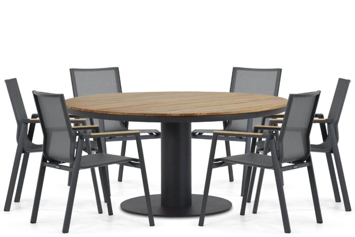 Lifestyle Garden Furniture Fiora/Salerno 160 cm dining tuinset 7-delig – Grijs-antraciet