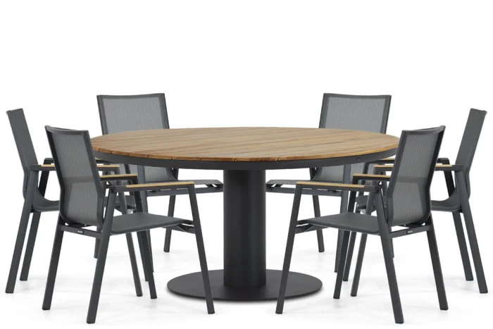 Lifestyle Garden Furniture Fiora/Salerno 160 cm dining tuinset 7-delig - Grijs-antraciet