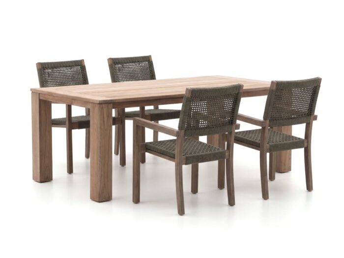 ROUGH Furniture ROUGH-Batang Rope/ROUGH-X 200cm dining tuinset 5-delig stapelbaar Laagste prijsgarantie! – Bruin