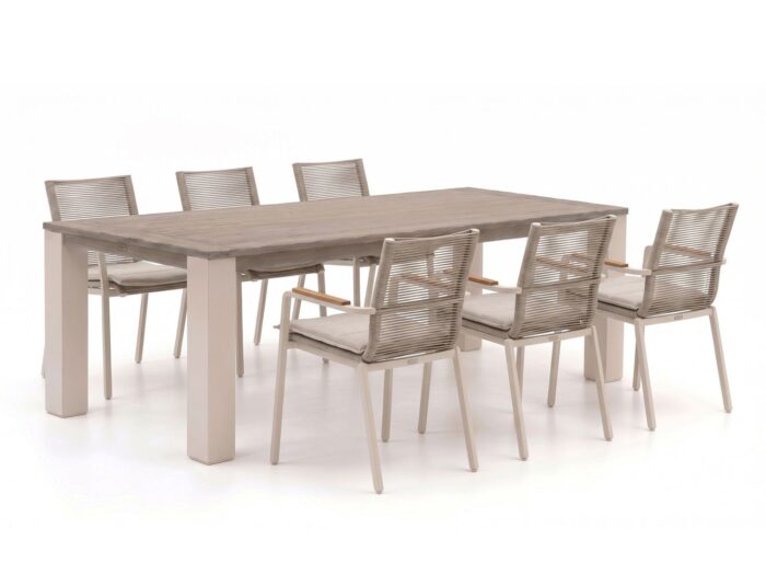 Bellagio tuinmeubelen Marudo/ROUGH-X 240cm dining tuinset 7-delig stapelbaar – Bruin