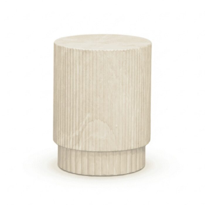 BUITEN living Jade bijzettafel | polystone | Chalk beige | 40cm rond