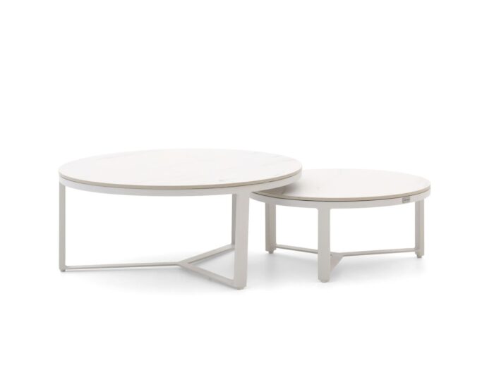 Bellagio tuinmeubelen Bellagio Ficarolo lounge tuintafelset ø85cm(h:35cm)/ø65cm (h:30cm) Laagste prijsgarantie! – Wit