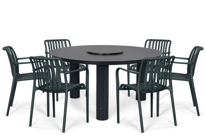 Domani Furniture Alba/Arancia 150 cm dining tuinset 7-delig – Grijs-antraciet