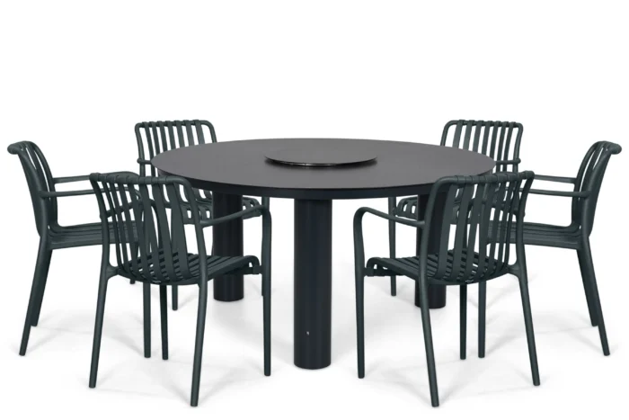 Domani Furniture Alba/Arancia 150 cm dining tuinset 7-delig - Grijs-antraciet