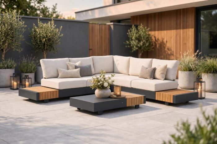 Santika Furniture Misaki hoek loungeset 4-delig – Grijs-antraciet
