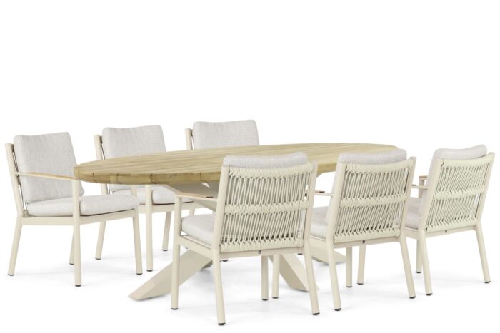 Coco Sevilla/Diogo 240 cm dining tuinset 7-delig – Taupe-naturel-bruin