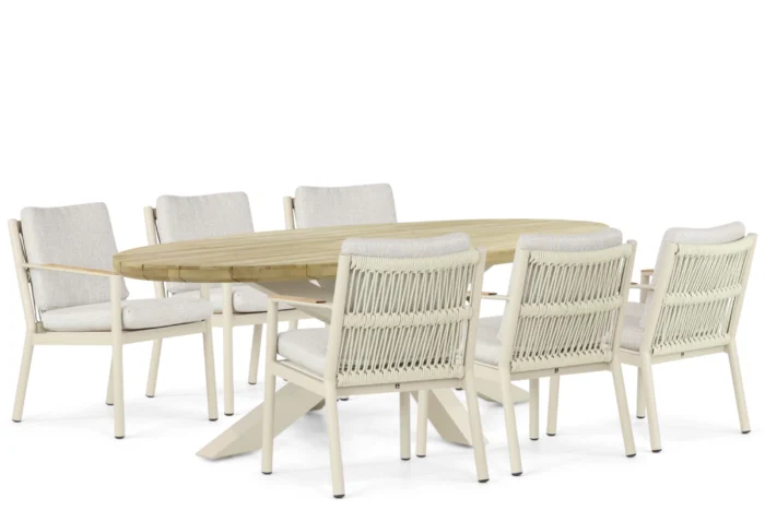 Coco Sevilla/Diogo 240 cm dining tuinset 7-delig - Taupe-naturel-bruin