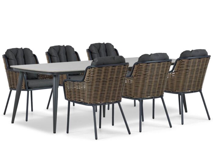 Santika Furniture Fasano/Vienna 240 cm dining tuinset 7-delig – Grijs-antraciet