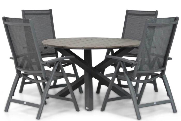 Presto Vasto/Ancona 125 cm rond dining tuinset 5-delig – Grijs-antraciet