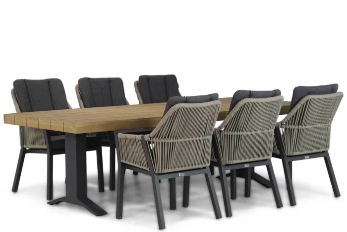 Lifestyle Garden Furniture Verona/Superior 260 cm dining tuinset 7-delig - Taupe-naturel-bruin