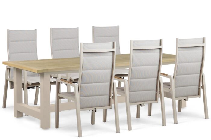 Lifestyle Garden Furniture Essence/San Francisco 260x100 cm dining tuinset 7-delig - Taupe-naturel-bruin
