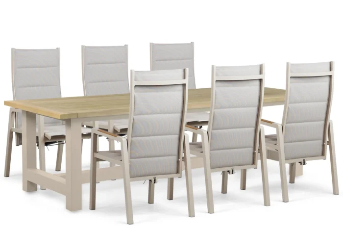 Lifestyle Garden Furniture Essence/San Francisco 260x100 cm dining tuinset 7-delig - Taupe-naturel-bruin