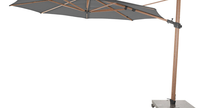 4 Seasons Outdoor | Siesta Premium Parasol Ø350 cm| Antraciet-Houtlook